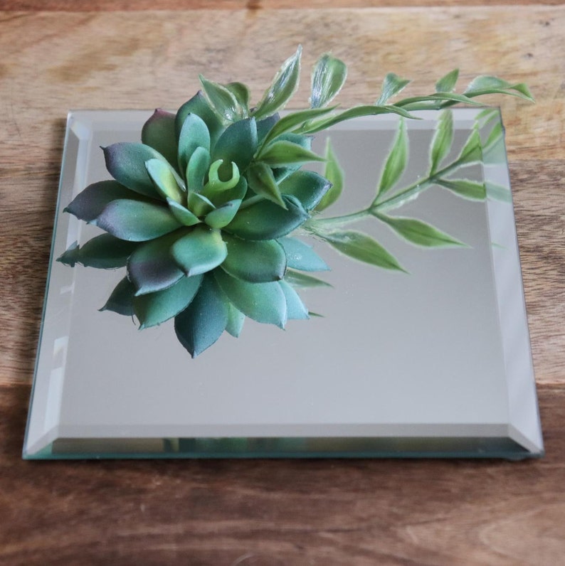 Square mirror centerpiece with succulent wedding party event Etsy