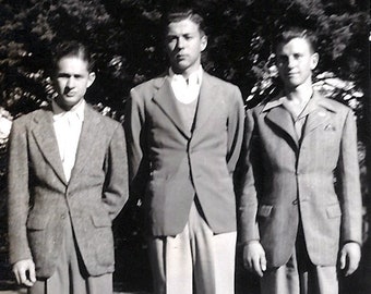 Three Men are Tall Taller & Tallest Vintage 1930's Snapshot Gay Interest