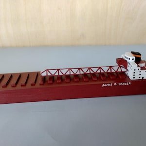 Great Lakes Freighter Model Ship - Wooden Replica of the James R. Barker
