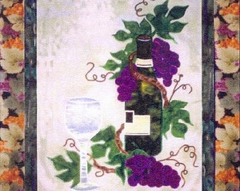 CLEARANCE** Wine in a Glass quilt pattern featuring hot ribbon applique