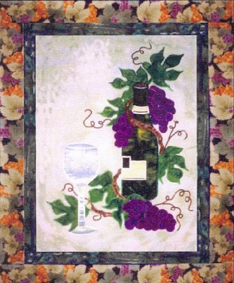 CLEARANCE Wine in a Glass Quilt Pattern Featuring Hot Ribbon Applique