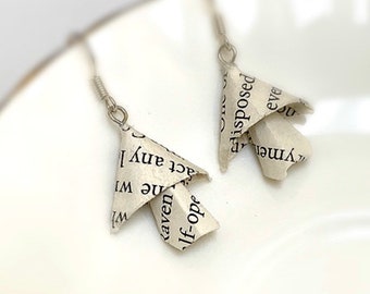 Mushroom Earrings, Magical Gift, Mushroom Gift, Book Paper, Origami Mushroom, Book Lovers Gift, Love Gift, Handmade Jewelry, Hook Earrings