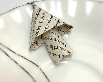 Mushroom Pendant, Magical Gift, Mushroom Gift, Book Paper, Origami Mushroom, Book Lovers Gift, Love Gift, Handmade Jewelry