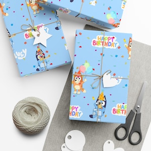 Bluey Birthday Themed Gift Wrapping papers for birthdays
