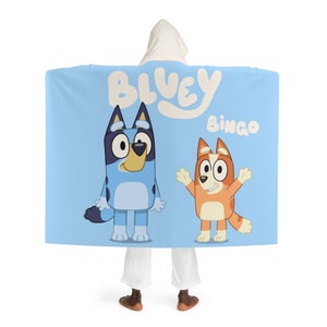 B;luey themed Hooded Sherpa Fleece Blanket