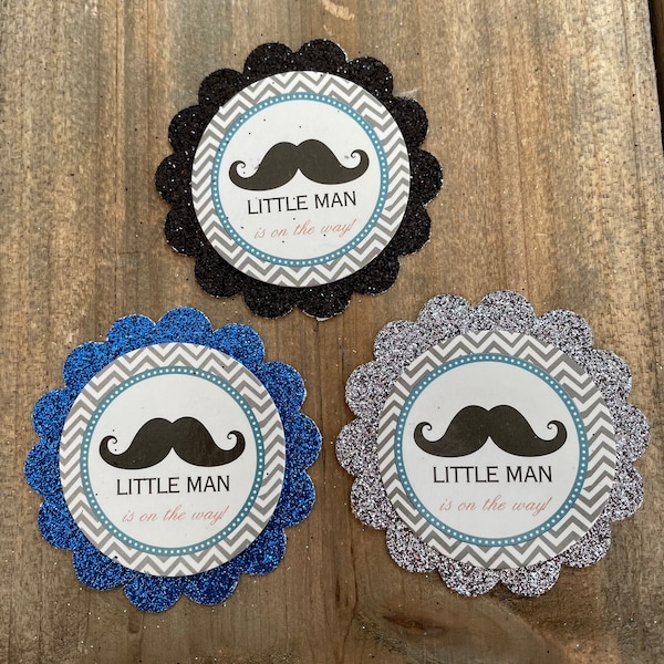 12 pcs Little Man Mustache party favor tags - Little man cupcake toppers - baby shower tags - baby shower decorations - diy craft supply