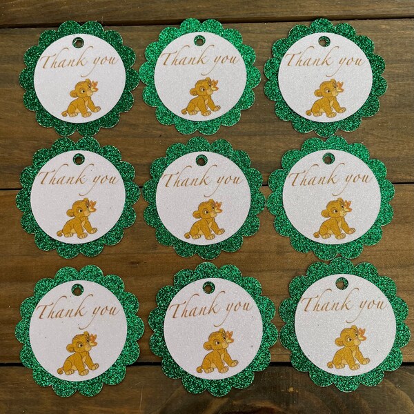 12 pcs THANK YOU baby lion tags - safari party favors - party favor thank you tags - gift tags - safari baby shower - children’s party favor