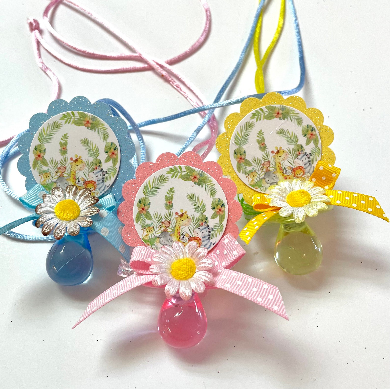 Baby shower pacifier necklaces safari baby shower pacifier Etsy
