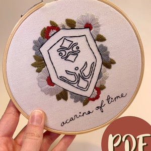 Legend of Zelda Ocarina of Time Inspired Mirror Shield Embroidery Pattern