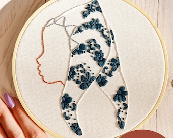 Star Wars Inspired Ahsoka Silhouette Embroidery Pattern
