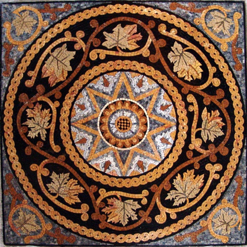 Shana 24 Handmade Botanical Roman Marble Mosaic Art Tile Decor