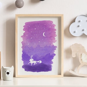 Watercolor Kirin Digital Print for Children&#39;s Room/Nursery