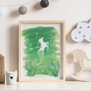 Watercolor Hippocampus Digital Print for Children&#39;s Room/Nursery