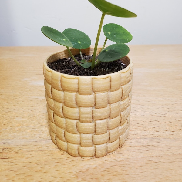 3D Printed Planter - Basket Weave Design - Perfect Pot for Succulents and Houseplants - Several Size Options - Bulk Discounts Available