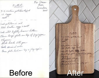 Custom Handwritten Recipe Cutting Boards - Engraved Acacia Wood - Family Recipe Memento - Mother's Day - Birthday - Bulk Discounts Available