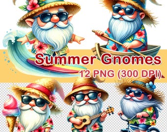 Clipart zomerkabouters aquarel: 12 png-afbeeldingen (digitale download)