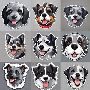 Cute Cartoon Dog Face Clipart Sticker Set 1