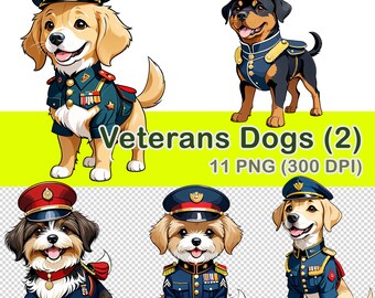 Clipart aquarel veteranen honden: 11 png-afbeeldingen (digitale download)