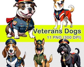 Clipart aquarel veteranen honden: 11 png-afbeeldingen (digitale download)
