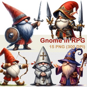 Gnome RPG Game, PNG Transparent, 300 DPI, Cute Gnome Clipart, Cute Gnome, Gnome, Watercolor Gnome, Cute Watercolor Gnome Clipart