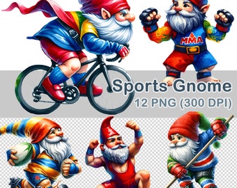 Clipart sportkabouter aquarel: 12 png-afbeeldingen (digitale download)