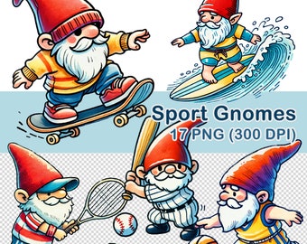 Clipart aquarel sportkabouters: 17 png-afbeeldingen (digitale download)