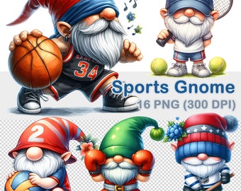 Gnomo deportivo en acuarela (imagen PNG, 300 DPI, descarga digital)