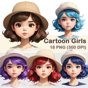 Imágenes Prediseñadas de chicas de dibujos animados, PNG transparente, 300 DPI, imágenes prediseñadas de chicas de dibujos animados lindo, chica de dibujos animados, imágenes prediseñadas de chica de dibujos animados
