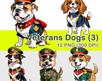 Clipart aquarel veteranen honden: 12 png-afbeeldingen (digitale download)