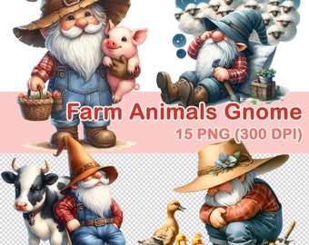 Clipart aquarel boerderijdieren: 15 png-afbeeldingen (digitale download)