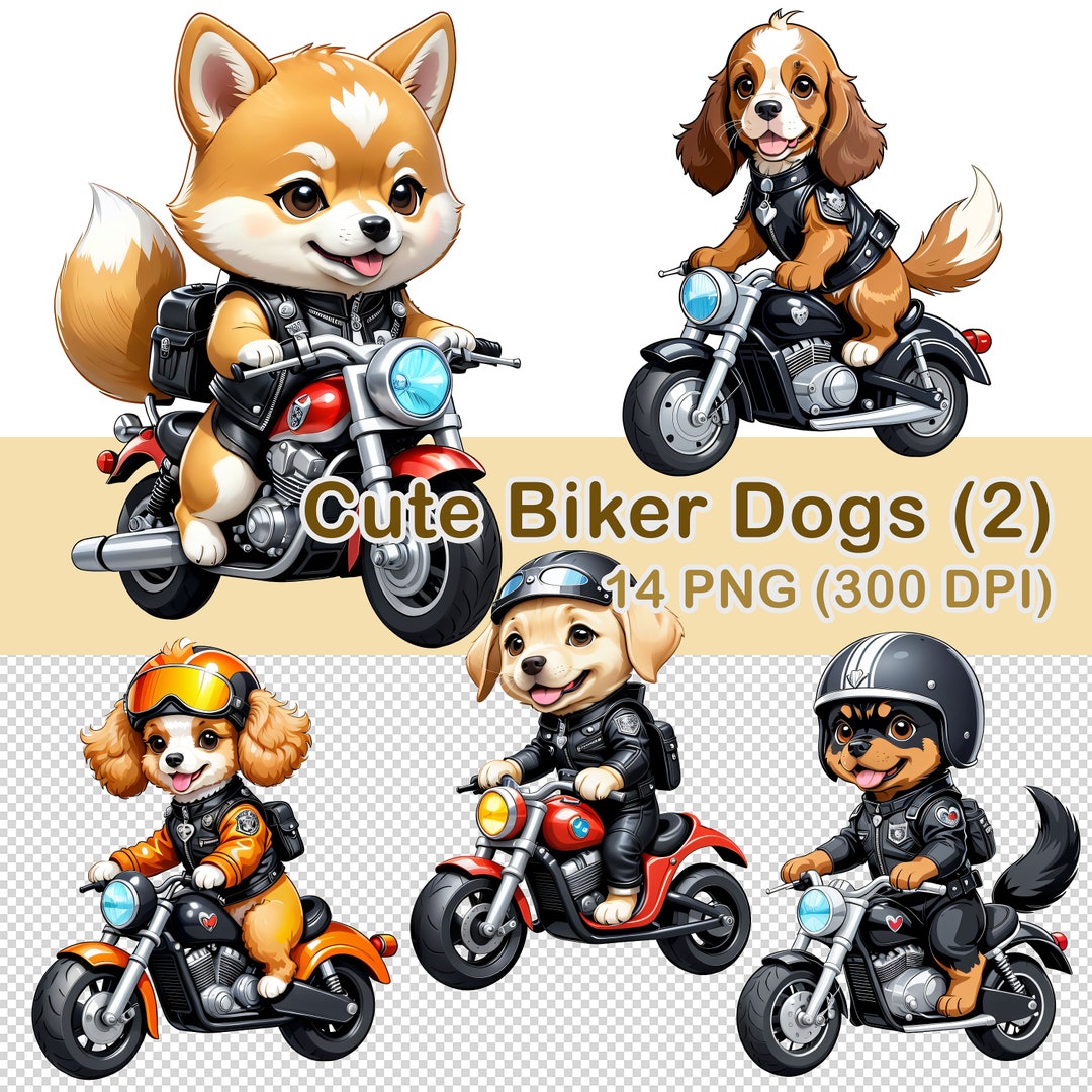 Watercolor Biker Dogs Clipart: 14 PNG Images (digital Download) - Etsy