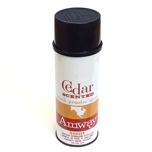 CLEARANCE 1964 Amway Cedar Scented Moth Proofer Spray, Full & Works, Pharmaplastics Cap, Collectible Period Display, Amway Display Prop