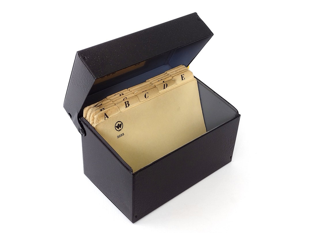 Vintage 1950s Black Metal Index Card Box 3x5 W/weis AZ Etsy