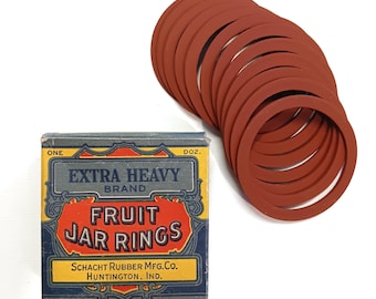 NOS Antique Schacht Extra Heavy Rubber Fruit Jar Rings, Rare Circa 1920 Box Graphics, Vintage Home Food Preservation, WWI-era Kitchen Prop