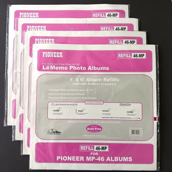 Lot of 4 New Packages Pioneer Photo Album Refill 46-MP for X-pando Post  Style MP-46 Album 4 X 6 Photos 10 Pages/60 Images Ea 240 Total 