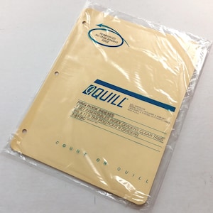 NOS Vintage 1980s Quill 8-Tab 3-ring Binder Indexes, Manila Amarelo, Abas de plástico transparente, Orifícios reforçados de plástico, Divisores de aba de 8,5" x 11"