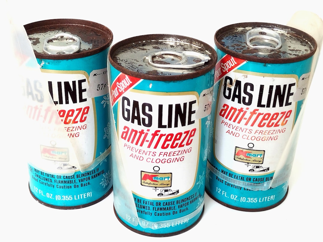 Three 3 Sealed Cans 1970s Kmart Gas Line Antifreeze W/funnel Vehicle