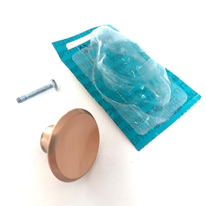 MCM Round Concave Brass Pull + Screw, 1.5"D - NOS Vintage 1960s Knob - Mid Century Modern, Danish Modern Furniture Pull