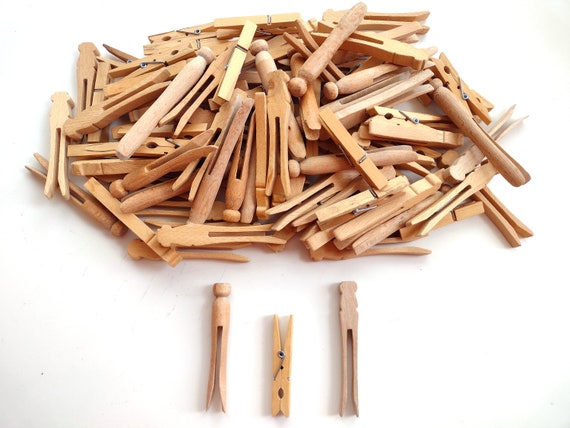 Lot 96 Mixed Wooden Clothespins Clothes Pegs, Hinged Alligator Clip, Round  Head Slotted, Flat Dollipin Farmhouse, Cottagecore, Crafts 