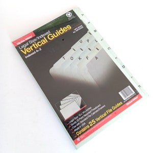 NOS 1994 Globe-Weis Green A-Z Rechtliche Vertikale Anleitungen, A-Z Rechtliche Größe Aktenteiler, Alphabetische Ablageanleitungen, 1990er Jahre Büroorganisation