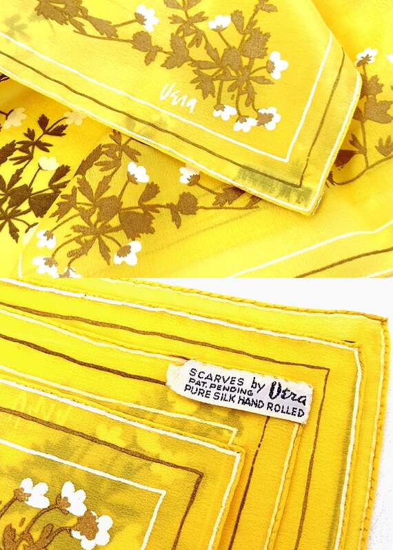 New 1950s Vera Neumann Silk Scarf, Lemon Yellow C… - image 3