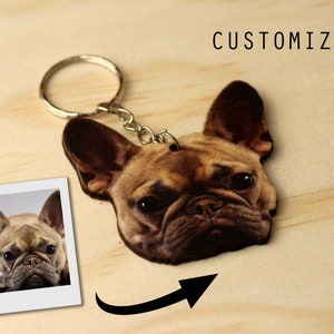 dog picture key ring cat keyring Personalized key chain cat lover gift Husky CUS-KC Customized pet Body Key chain