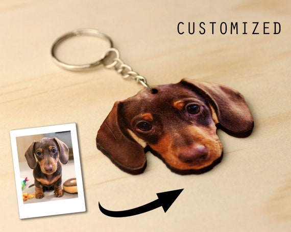 dog picture key ring cat keyring Personalized key chain cat lover gift Husky CUS-KC Customized pet Body Key chain