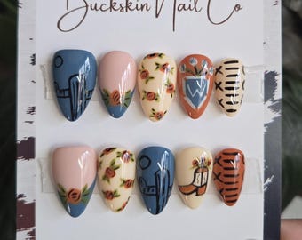 Blue Jean Baby | Hand Painted Western Press On Nails
