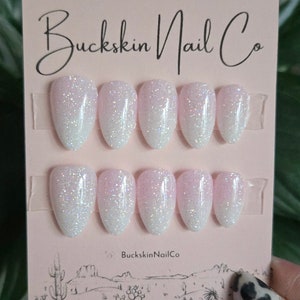 Glitter Baby Boomer | Hand Painted Press On Nails