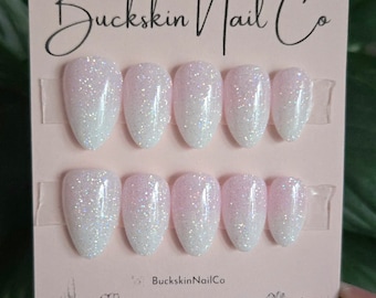 Glitter Baby Boomer | Hand Painted Press On Nails