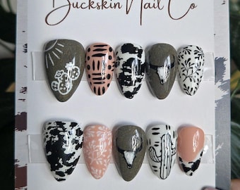 Boho Babe | Hand Painted Western Press On Nails