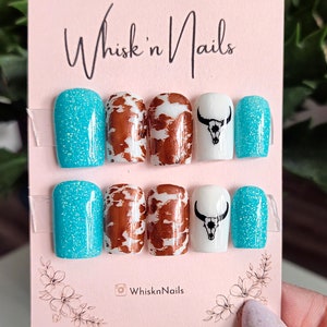 Chocolate Cow | Western Nails | Cow Nails | Acrylic Press On Nail Set