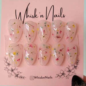 Flower Child | Milkbath Nails | Acrylic Press Ons | Dried Flower Press On Nail Set