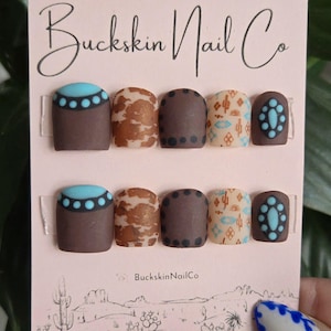 Desert Stone | Western Press On Nails | Turquoise Nails | Cowgirl Nails | Acrylic Press On Nail Set